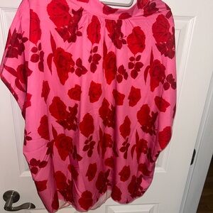 SHEIN Pink and Red Floral Blouse
